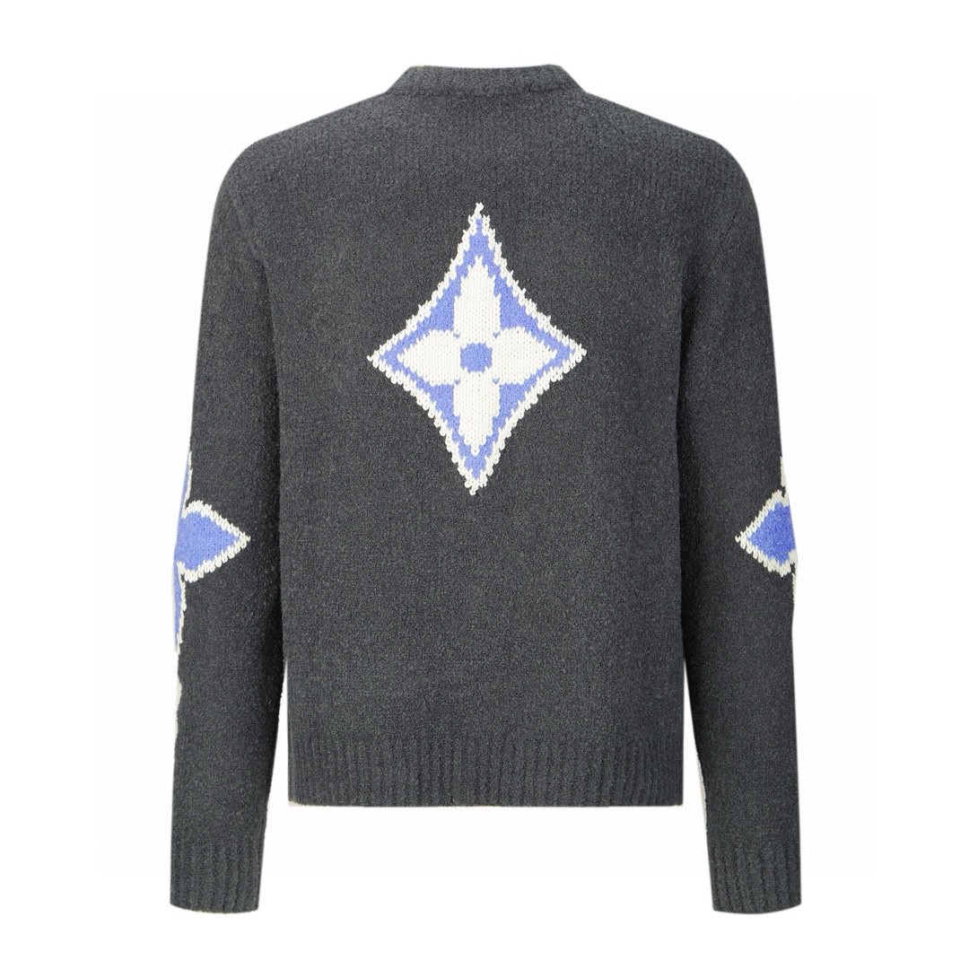 LOUIS VUITTON 路易威登 纯色字母logo印花圆领毛衣 长袖 深灰色 1AGJH7