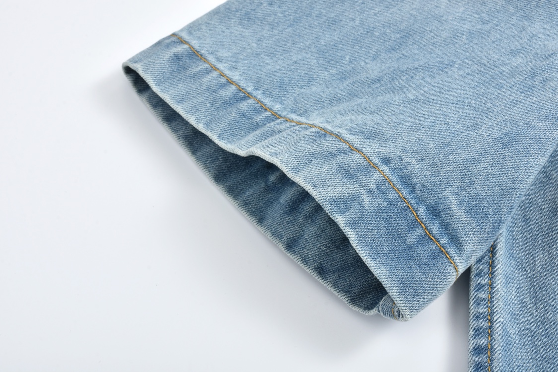 LOUIS VUITTON 路易威登 刺绣字母logo单排扣衬衫 短袖 蓝色 1AGJOP