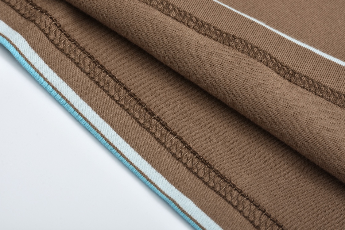 MIU MIU 拼色条纹字母logo徽标圆领短袖 T恤 夏季 咖色 绿色 MJN537-14RT-F03SN-S-OOO