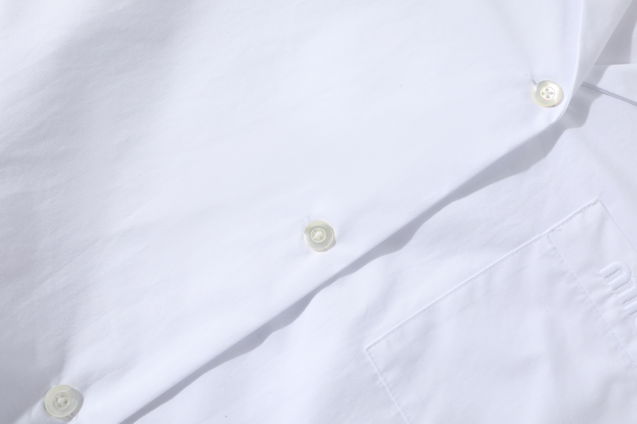 MIU MIU 缪缪 刺绣字母logo单排扣衬衫 长袖 蓝色 白色 MK1884-15UL-F0013-S-OOO