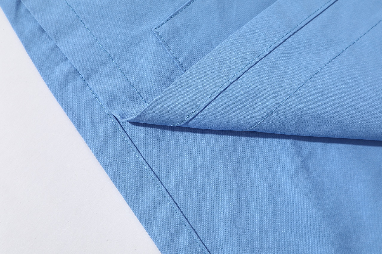 MIU MIU 缪缪 刺绣字母logo单排扣衬衫 长袖 蓝色 白色 MK1884-15UL-F0013-S-OOO