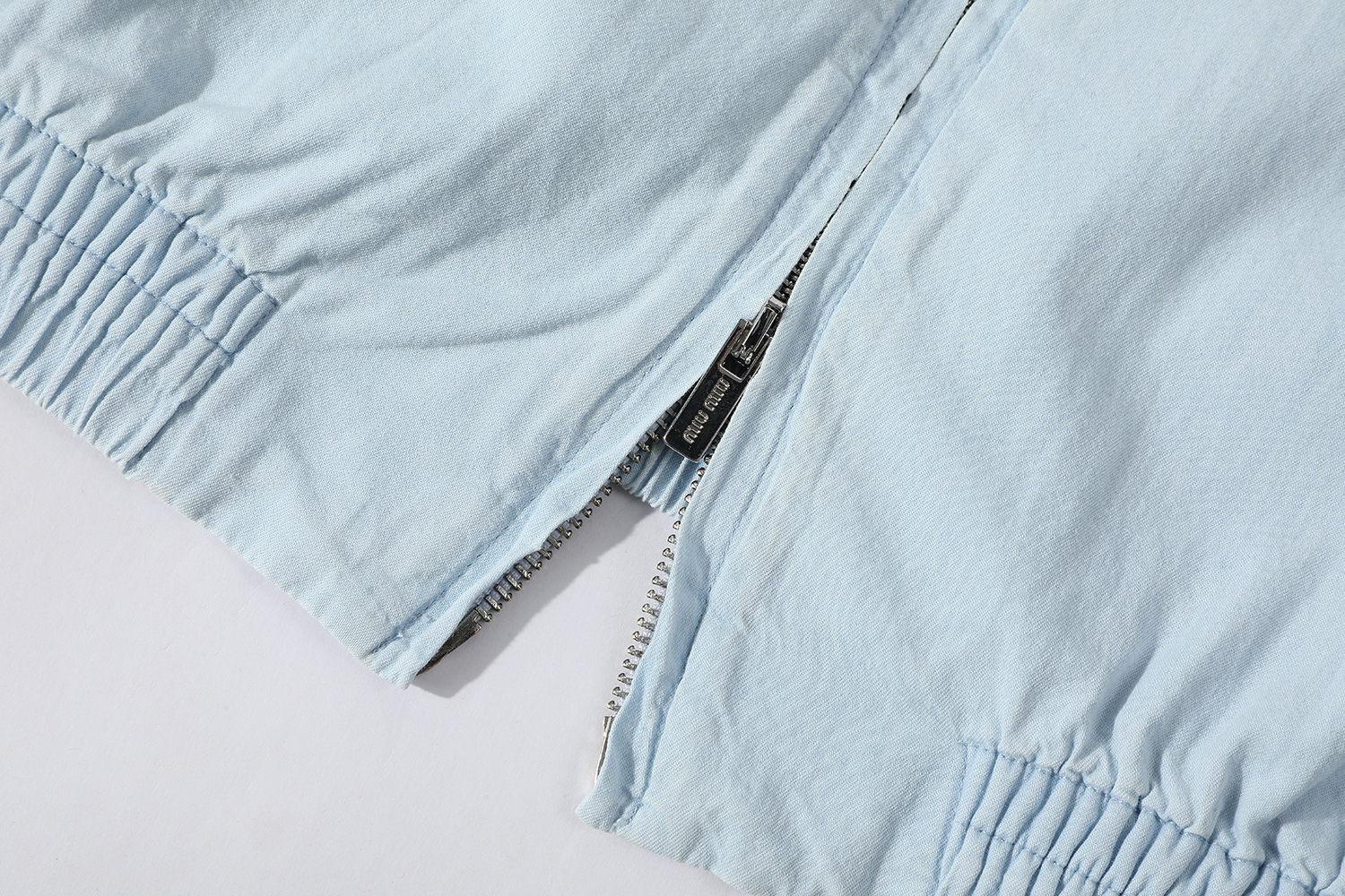 MIU MIU 缪缪 纯色logo徽标拉链夹克 外套 长袖 蓝色 GWB205-14UT-F0076-S-OOO