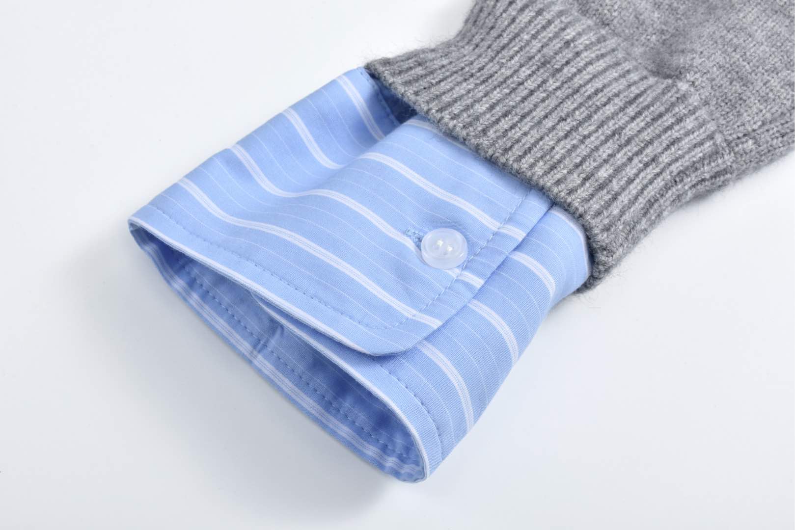 Balenciaga 巴黎世家 假两件衬衫拼接毛衣 长袖 灰色 黑色 809510T1712