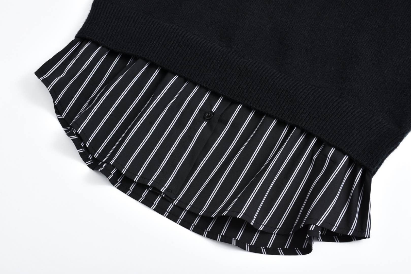 Balenciaga 巴黎世家 假两件衬衫拼接毛衣 长袖 灰色 黑色 809510T1712