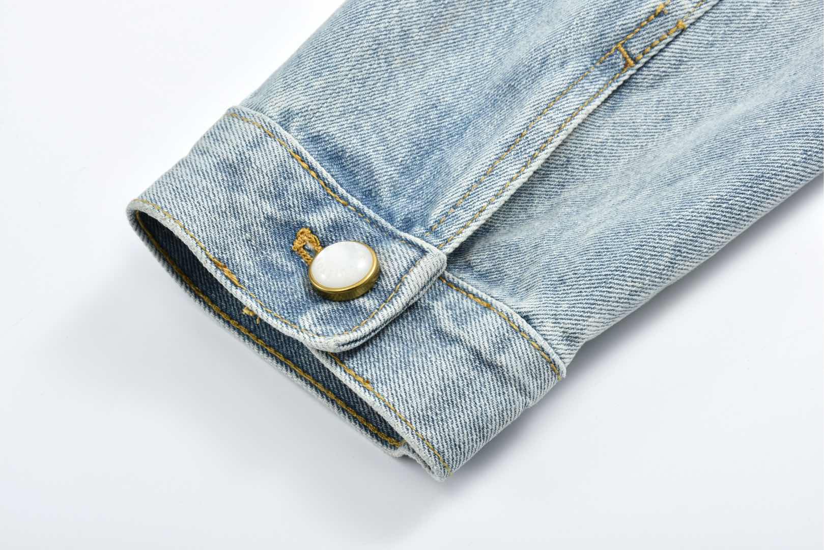 LOUIS VUITTON 路易威登 口袋绣花logo牛仔外套 牛仔衣 上衣 夹克 外套 蓝色 1AGINX