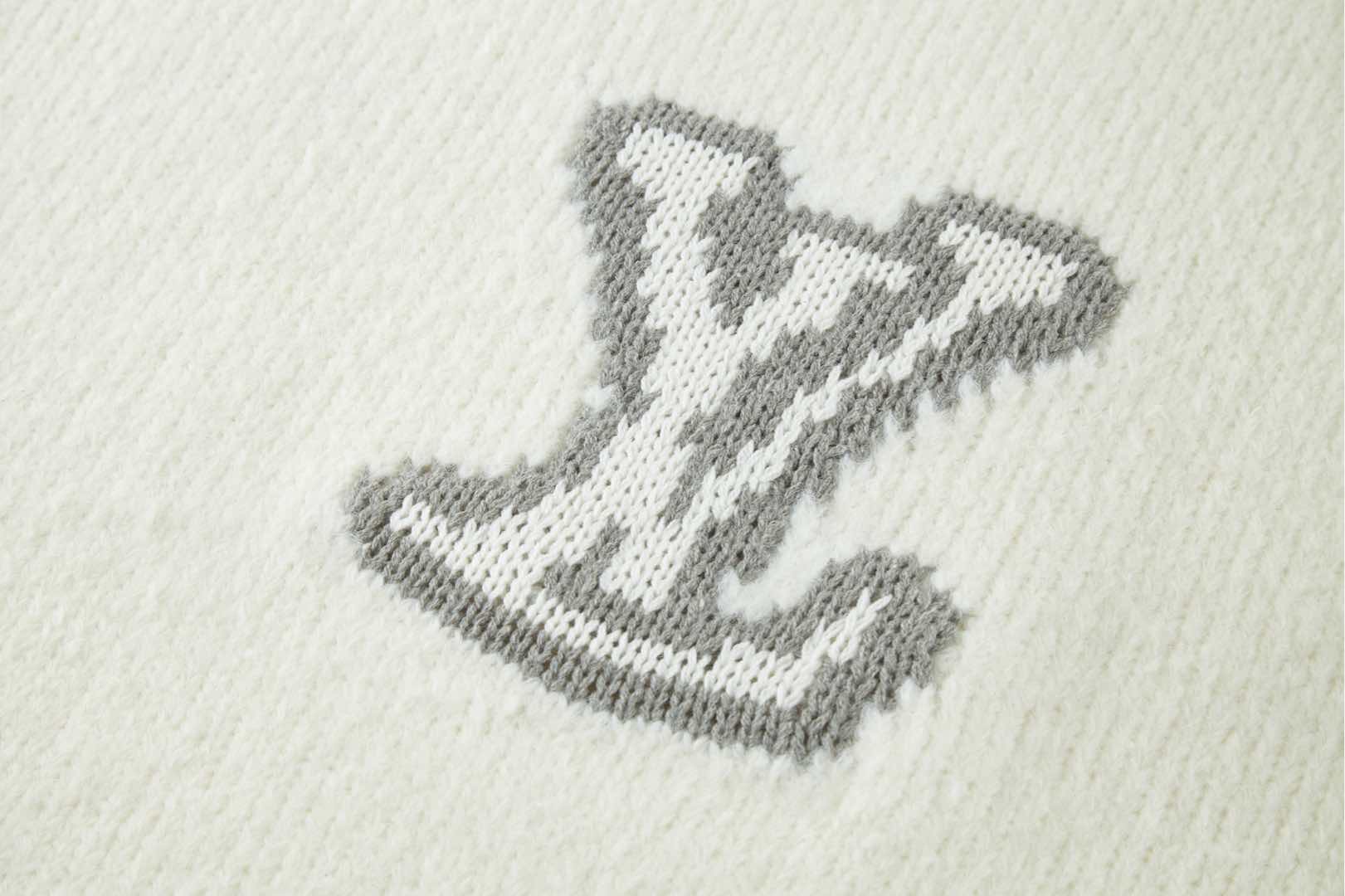 LOUIS VUITTON 路易威登 纯色字母嵌花圆领毛衣 长袖 白色 1AHEC0