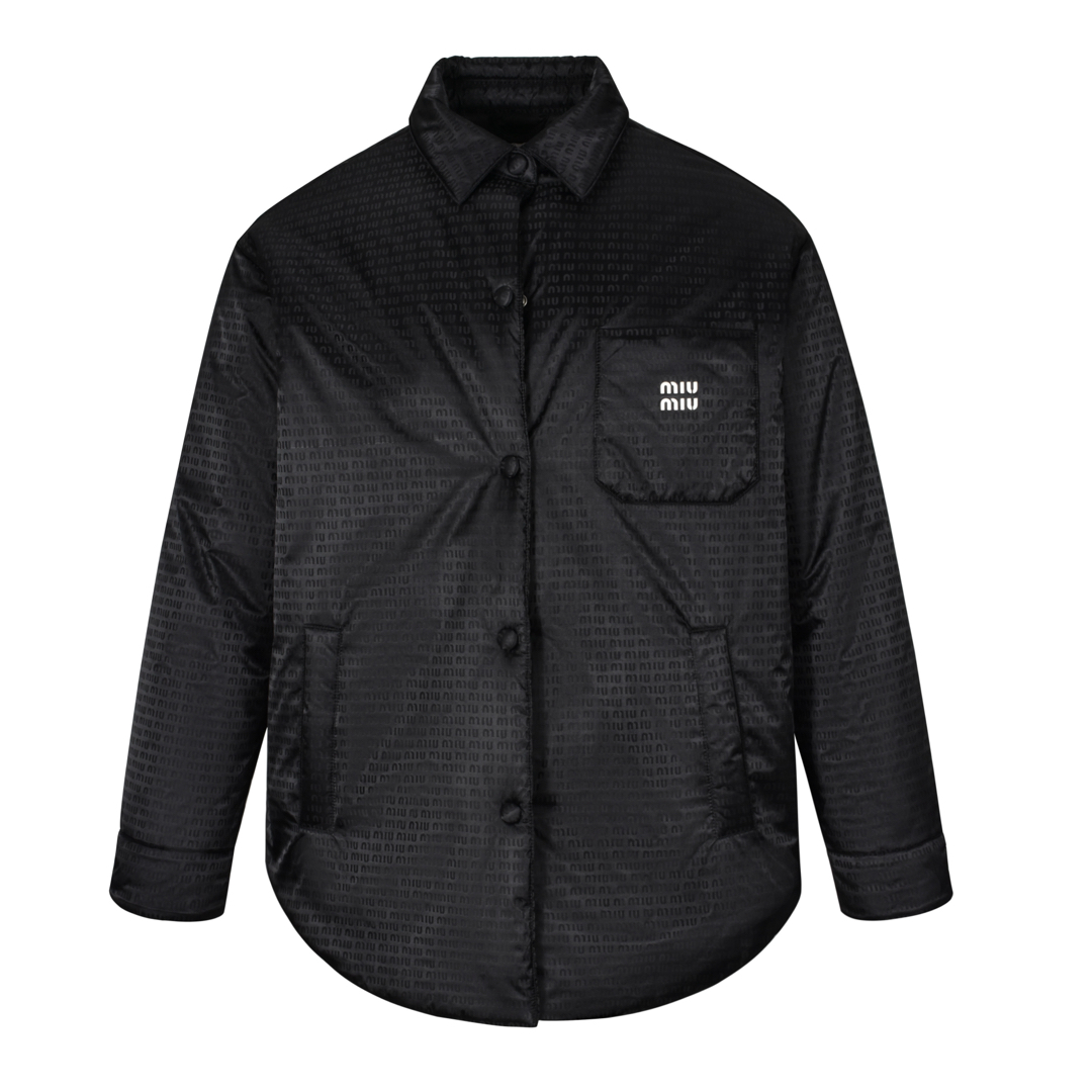 MIU MIU 缪缪 满印暗纹弹幕棉服 夹克 外套 长袖 黑色