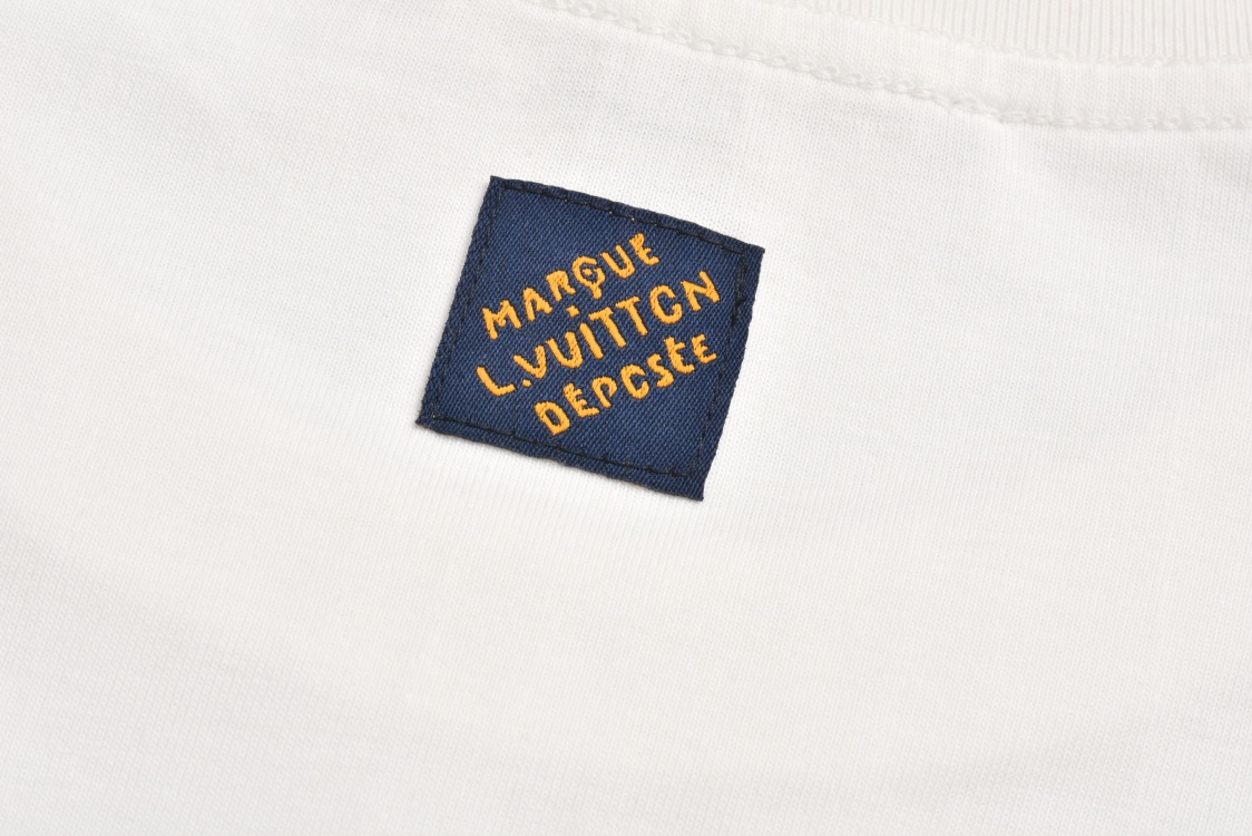 LOUIS VUITTON 路易威登 珠片绣花字母logo圆领短袖 T恤 黑色 白色 1AFR96