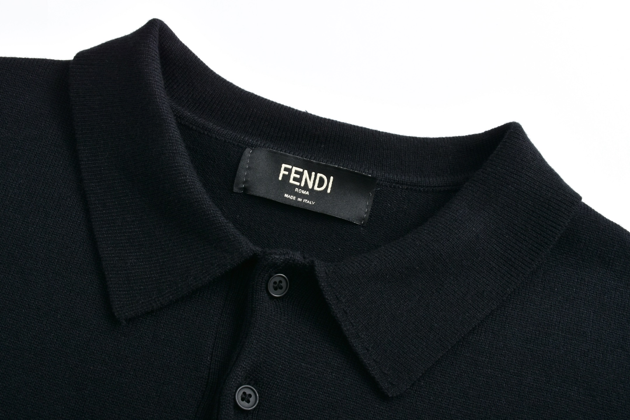 FENDI 芬迪 双F字母logo压花针织Polo衫 T恤 短袖 上衣 黑色 灰色