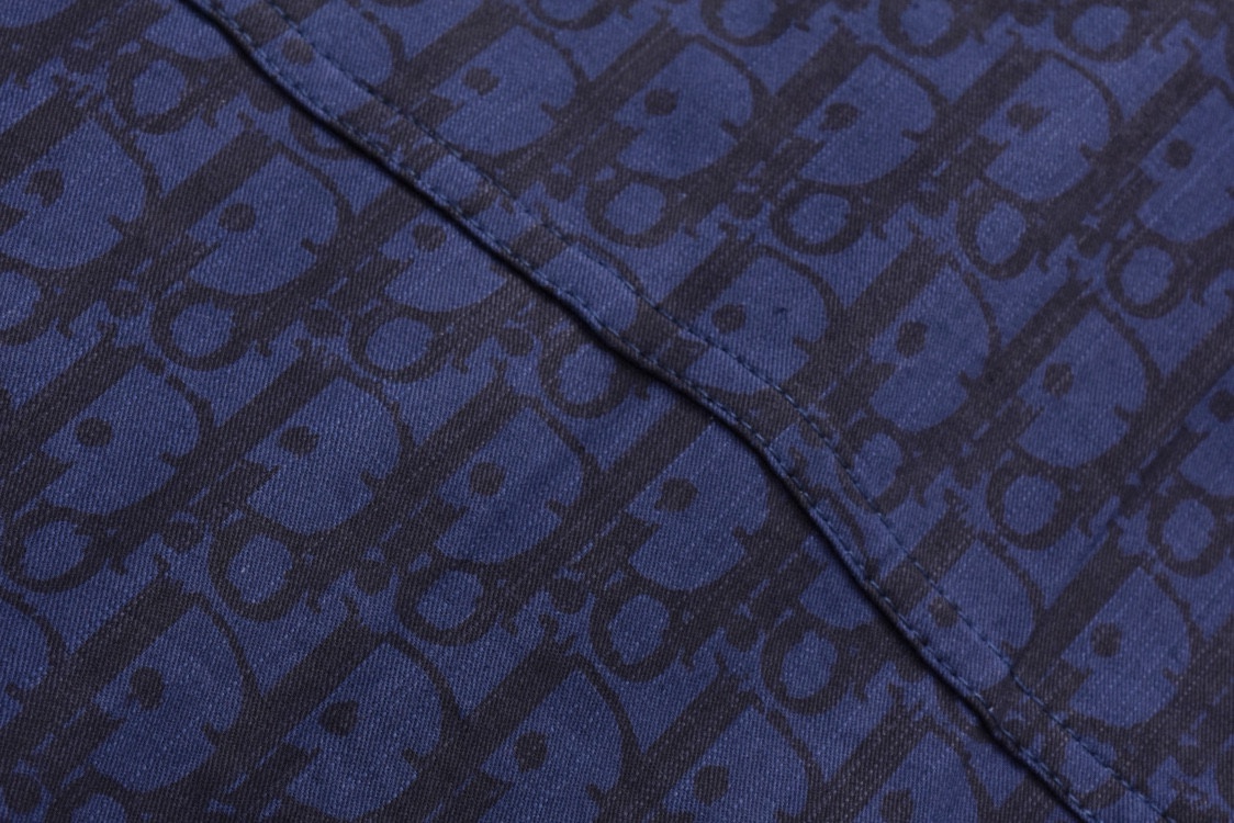 DIOR 迪奥 满印提花牛仔衬衫 外套 长袖 深蓝色 113D585AY517-C589