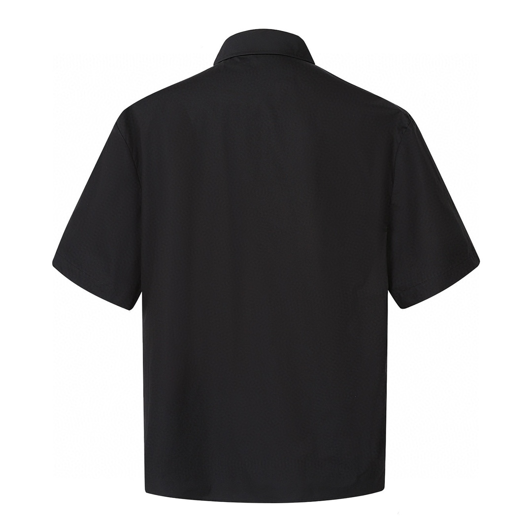 LOUIS VUITTON 路易威登 胸前口袋珠片字母刺绣短袖衬衫 黑色 1AHCHC