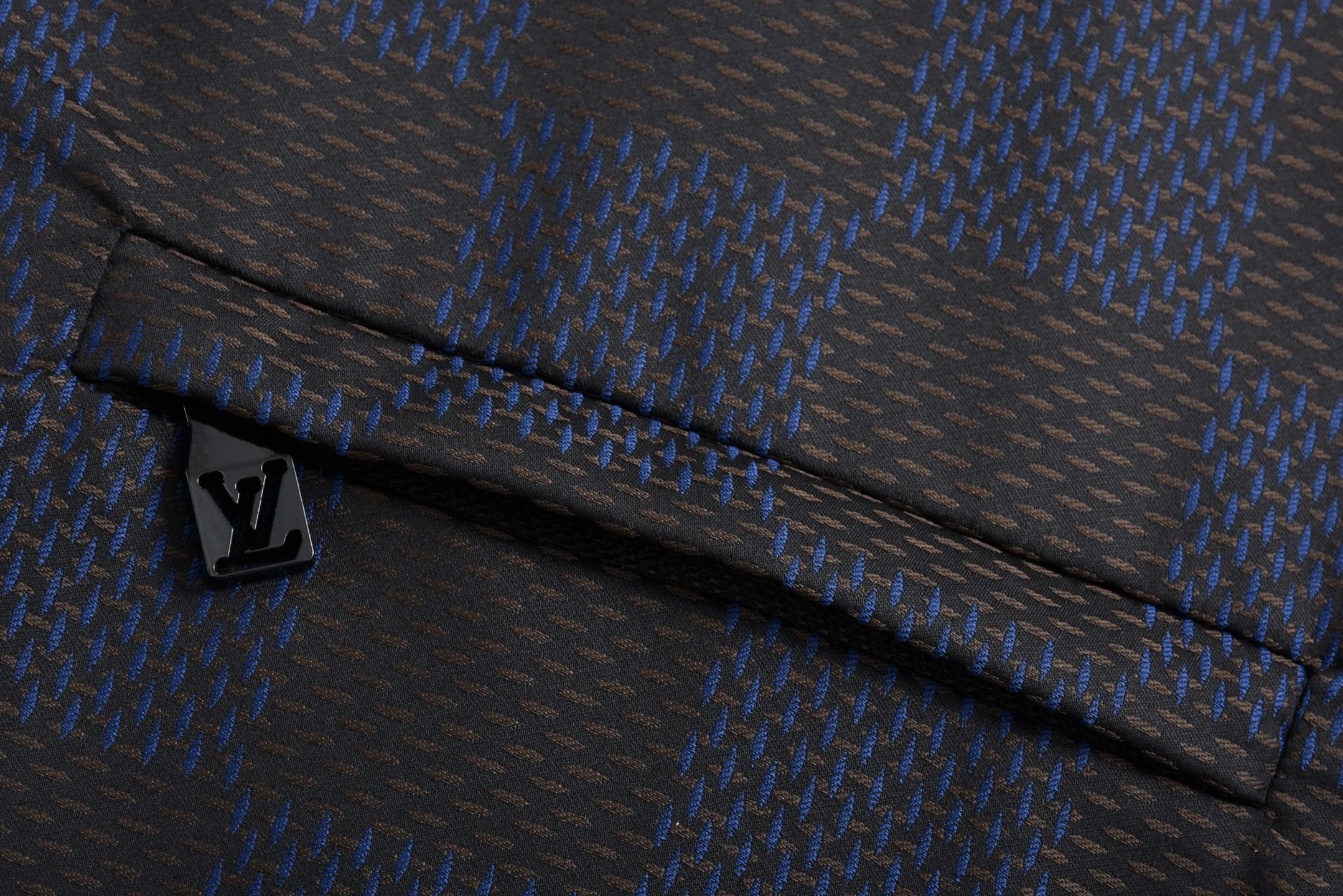 LOUIS VUITTON 路易威登 棋盘格串珠字母刺绣拉链立领夹克 外套 蓝色 1AFHVN