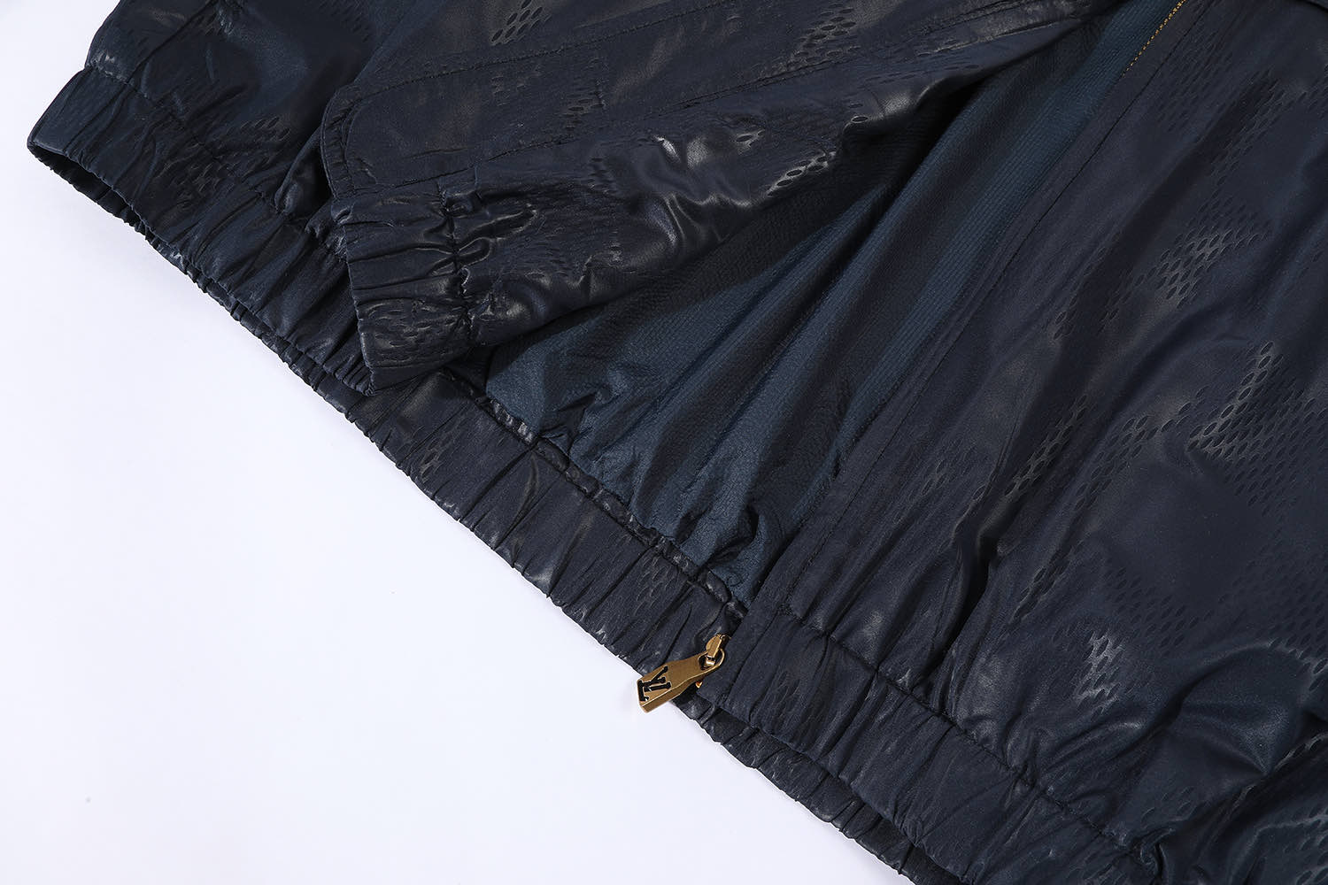 LOUIS VUITTON 路易威登 拼色暗纹棋盘拉链立领风衣夹克 外套 蓝色 1AGISY