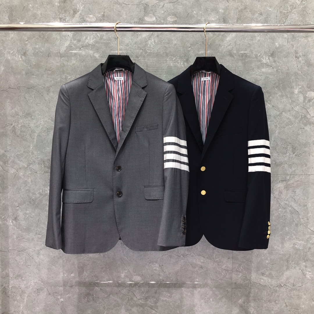 THOM BROWNE 经典四杠西装外套 长袖 男款 灰色 藏青色