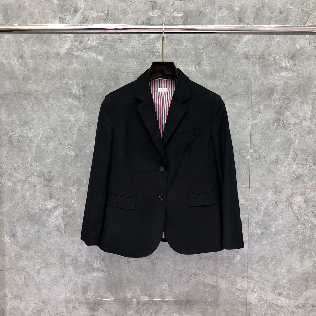 THOM BROWNE 纯色西装外套 长袖 女款 灰色 黑色