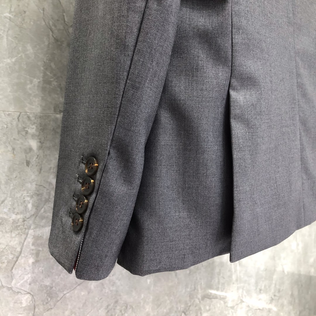 THOM BROWNE 纯色西装外套 长袖 女款 灰色 黑色