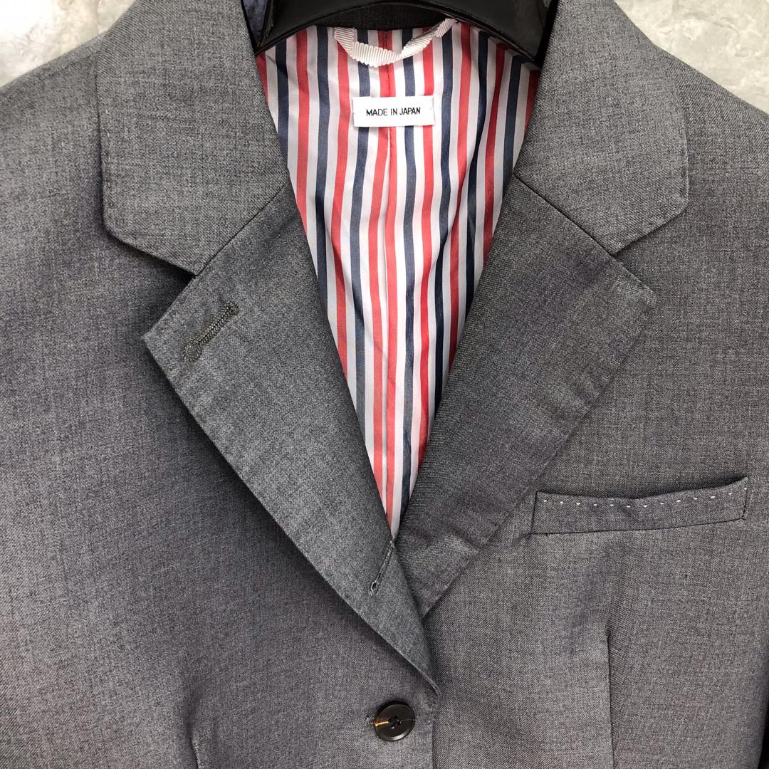 THOM BROWNE 纯色西装外套 长袖 女款 灰色 黑色