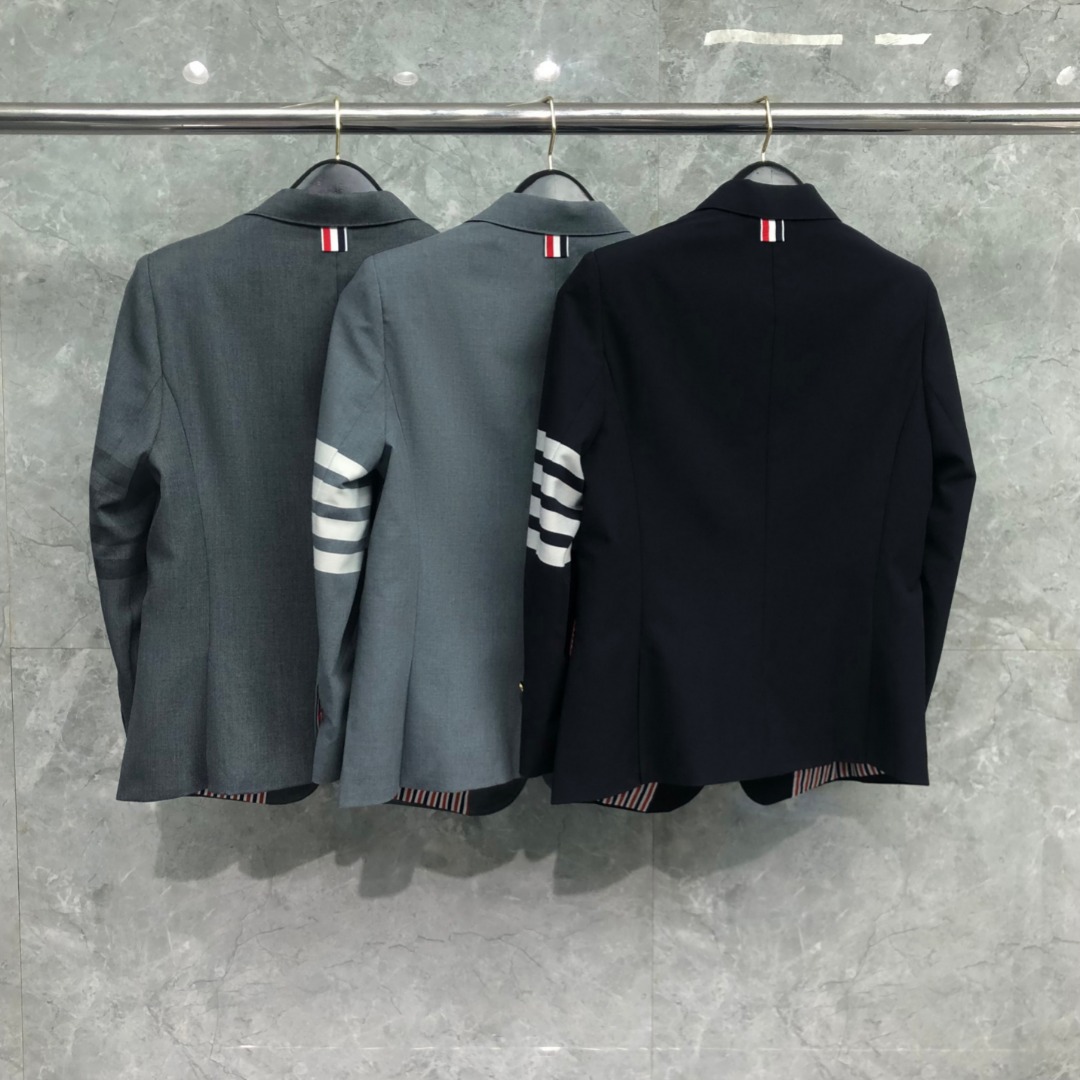 THOM BROWNE 经典四杠西装外套 长袖 女款 深灰色 藏青色 浅灰色