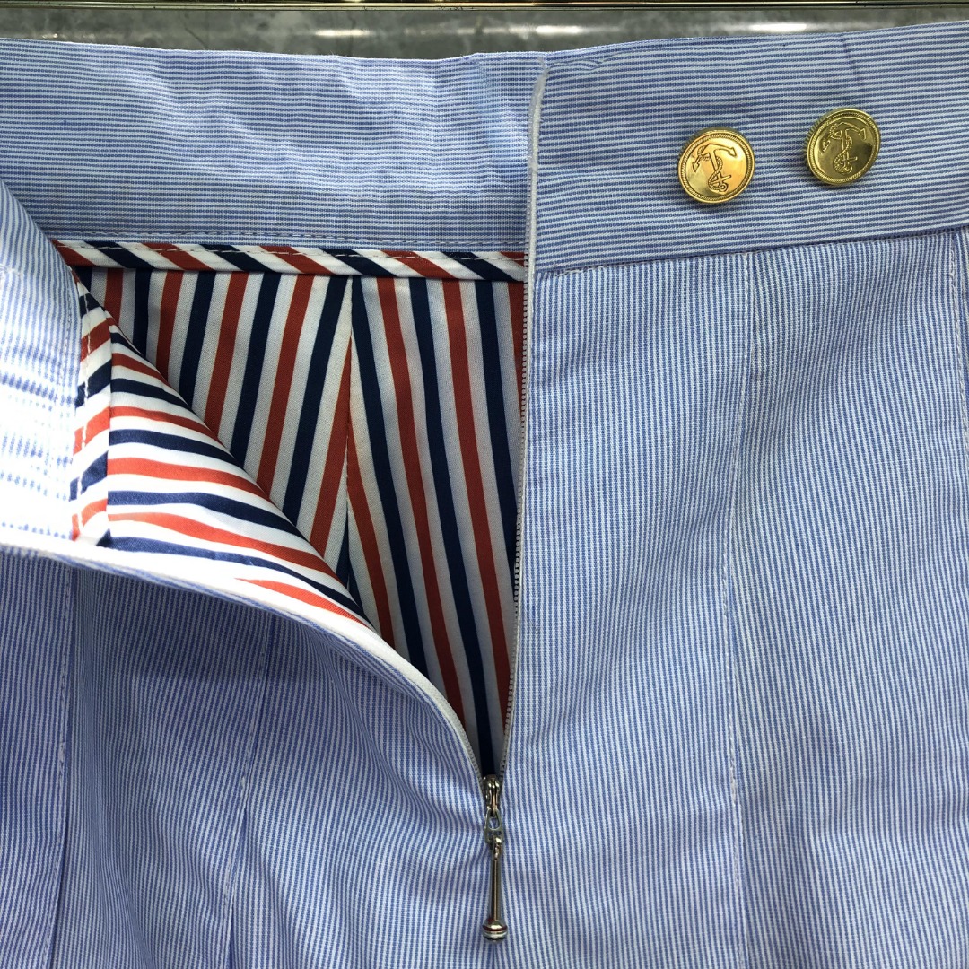 THOM BROWNE 细条百褶裙 短裙 裙子 女款 浅蓝色