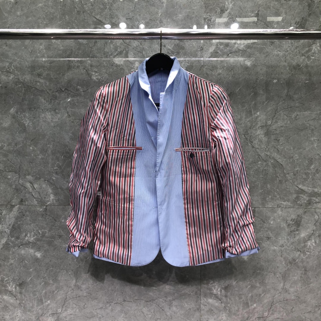 THOM BROWNE 细条双袖织带西装外套 长袖 女款 浅蓝色