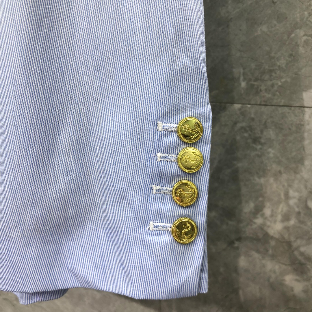 THOM BROWNE 细条双袖织带西装外套 长袖 女款 浅蓝色