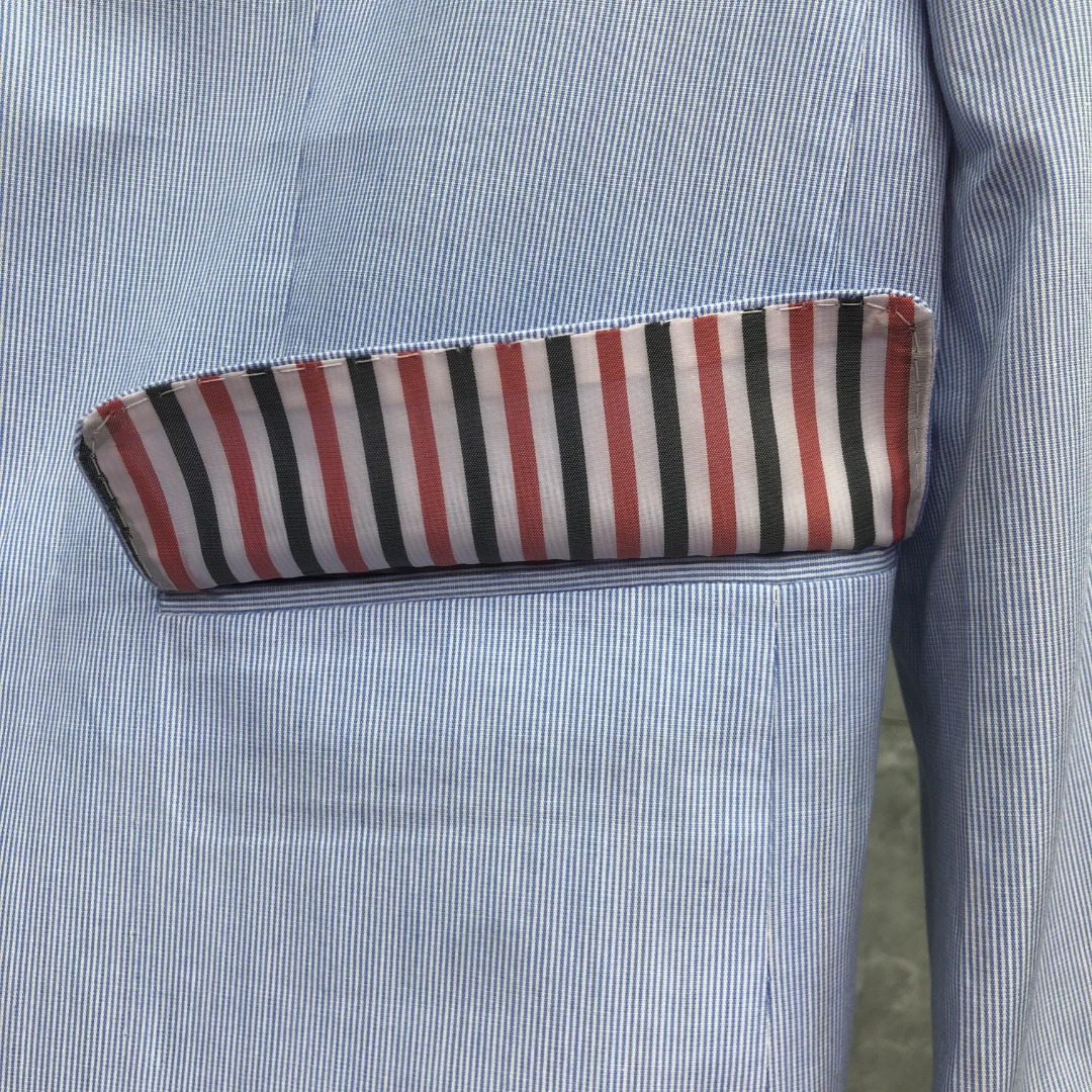 THOM BROWNE 细条双袖织带西装外套 长袖 女款 浅蓝色