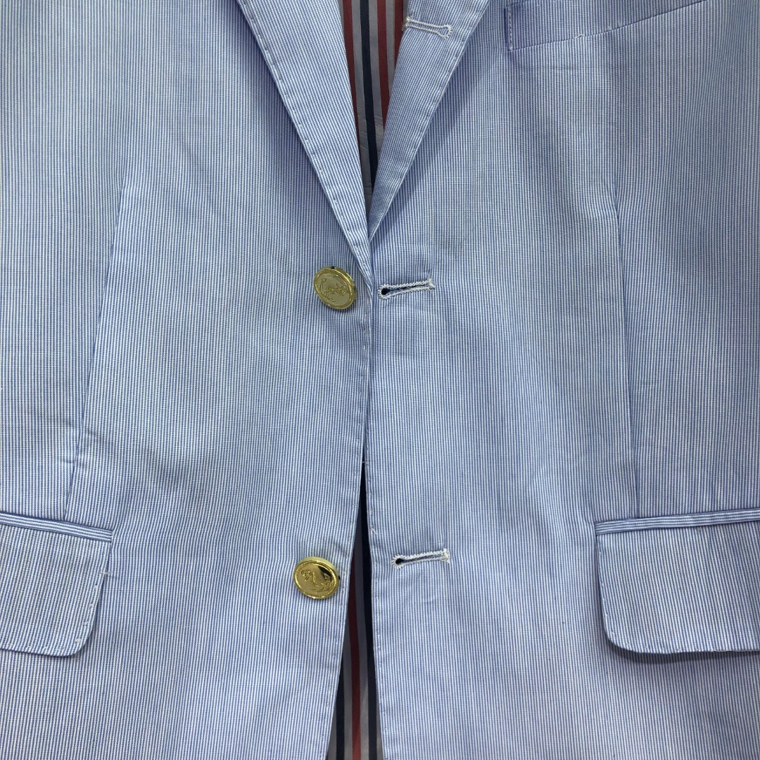 THOM BROWNE 细条双袖织带西装外套 长袖 女款 浅蓝色