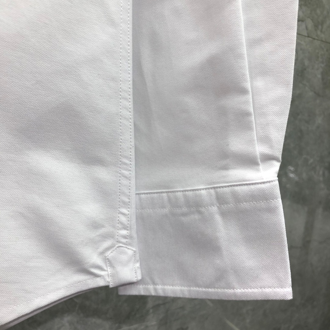 THOM BROWNE 袖口后幅过肩织带单排扣衬衫 外套 长袖 白色