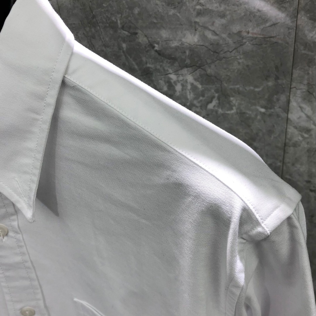THOM BROWNE 袖口后幅过肩织带单排扣衬衫 外套 长袖 白色