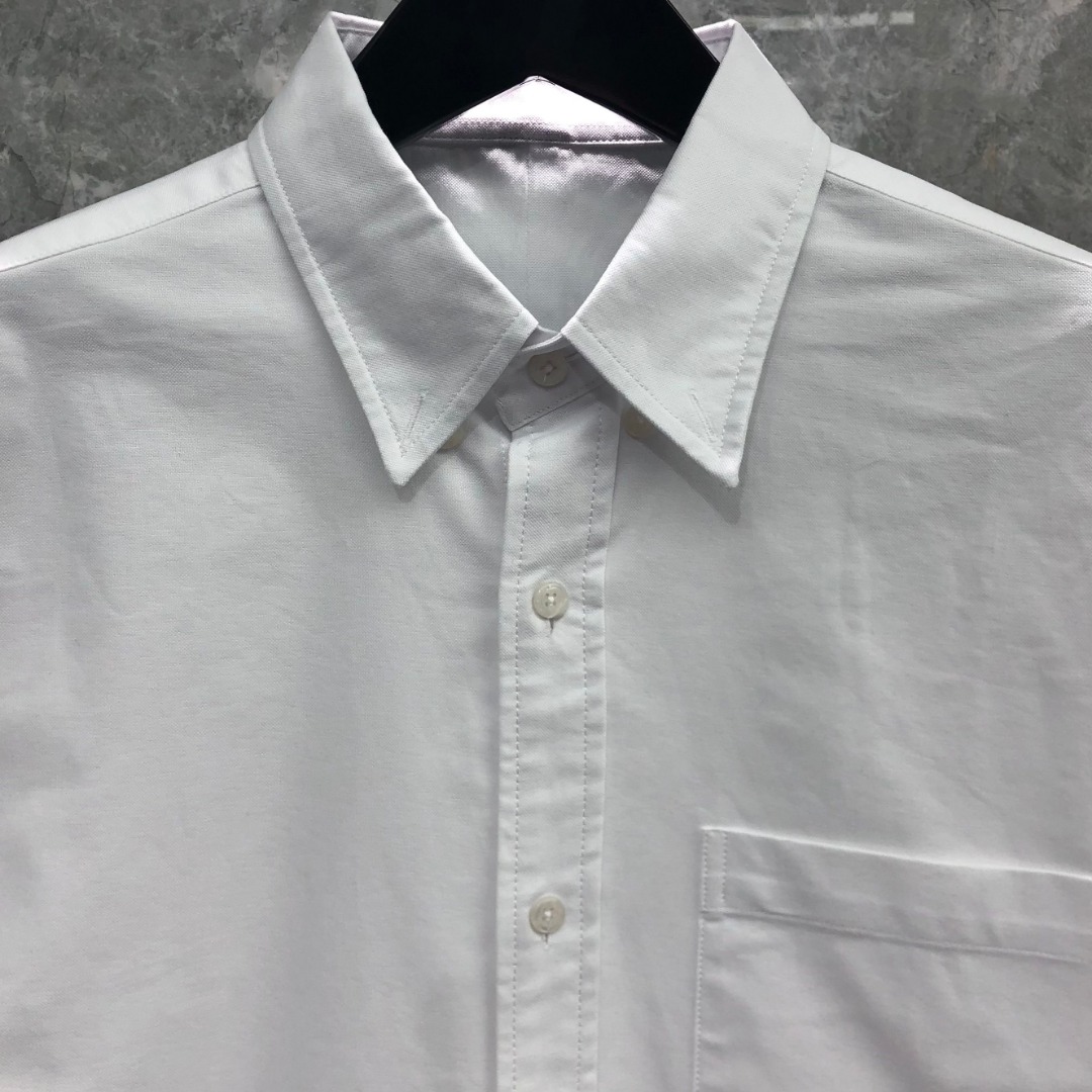 THOM BROWNE 袖口后幅过肩织带单排扣衬衫 外套 长袖 白色