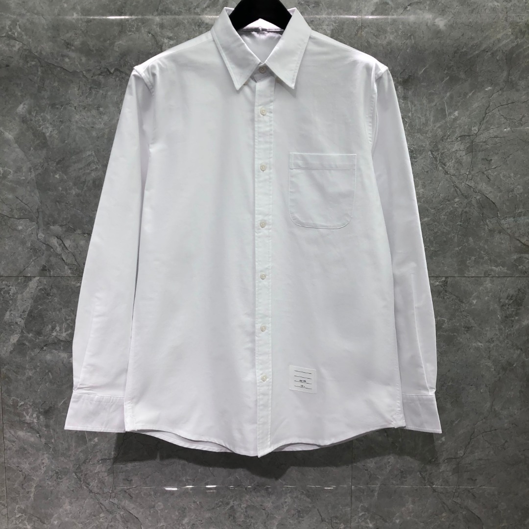 THOM BROWNE 袖口后幅过肩织带单排扣衬衫 外套 长袖 白色