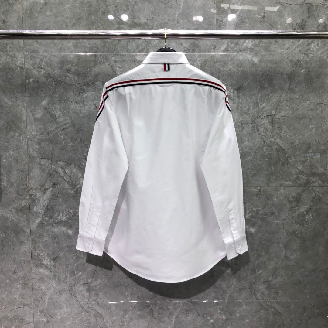 THOM BROWNE 双袖后幅过肩织带单排扣衬衫 外套 长袖 白色