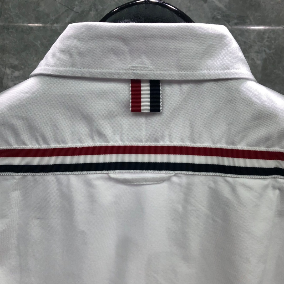 THOM BROWNE 双袖后幅过肩织带单排扣衬衫 外套 长袖 白色