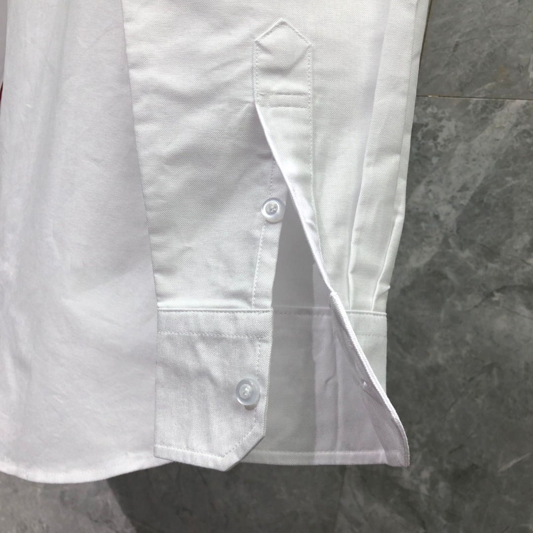 THOM BROWNE 双袖后幅过肩织带单排扣衬衫 外套 长袖 白色