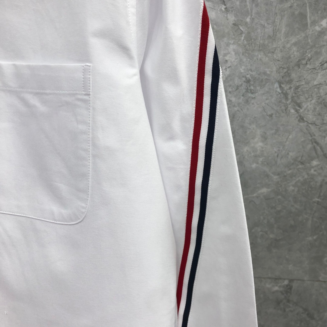 THOM BROWNE 双袖后幅过肩织带单排扣衬衫 外套 长袖 白色