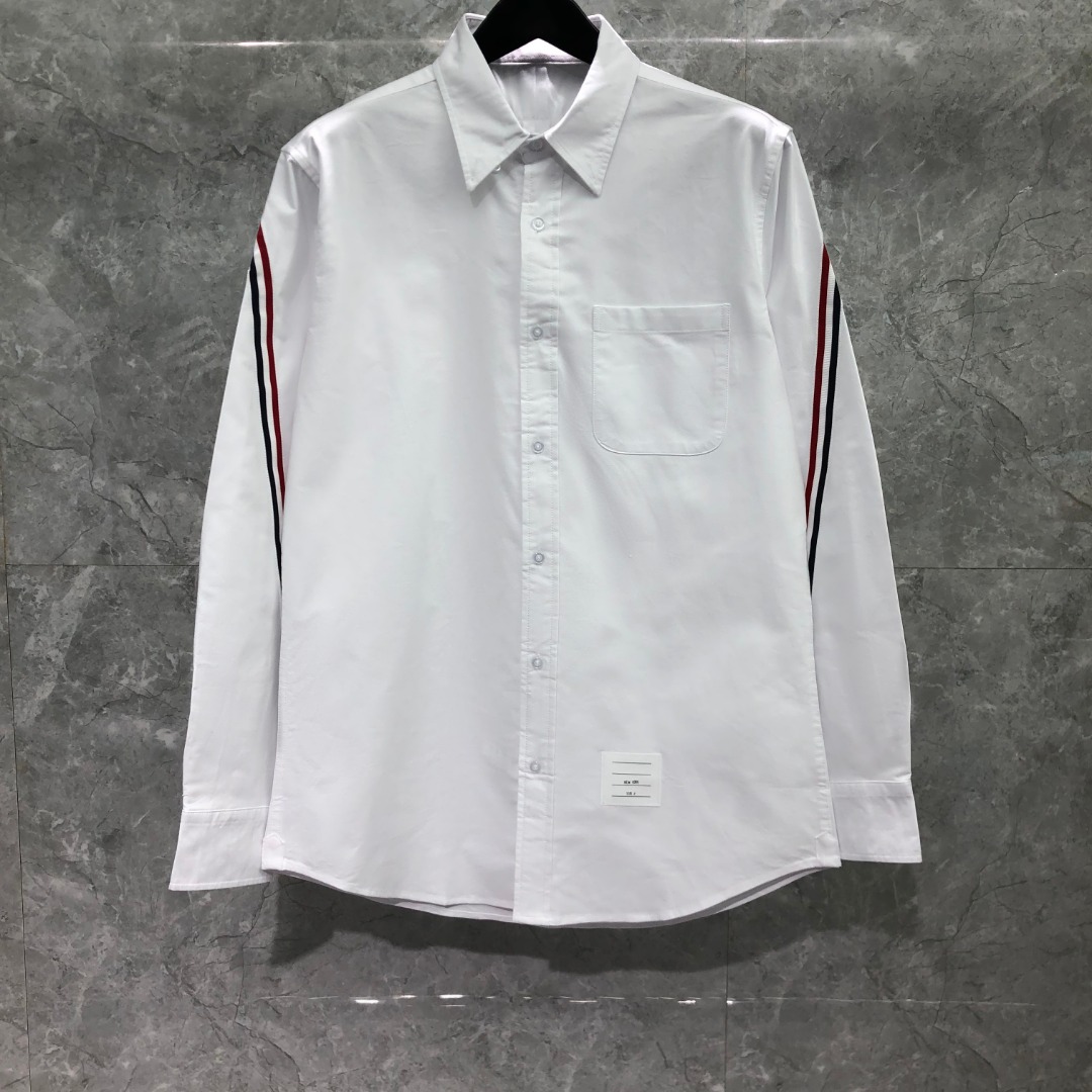 THOM BROWNE 双袖后幅过肩织带单排扣衬衫 外套 长袖 白色