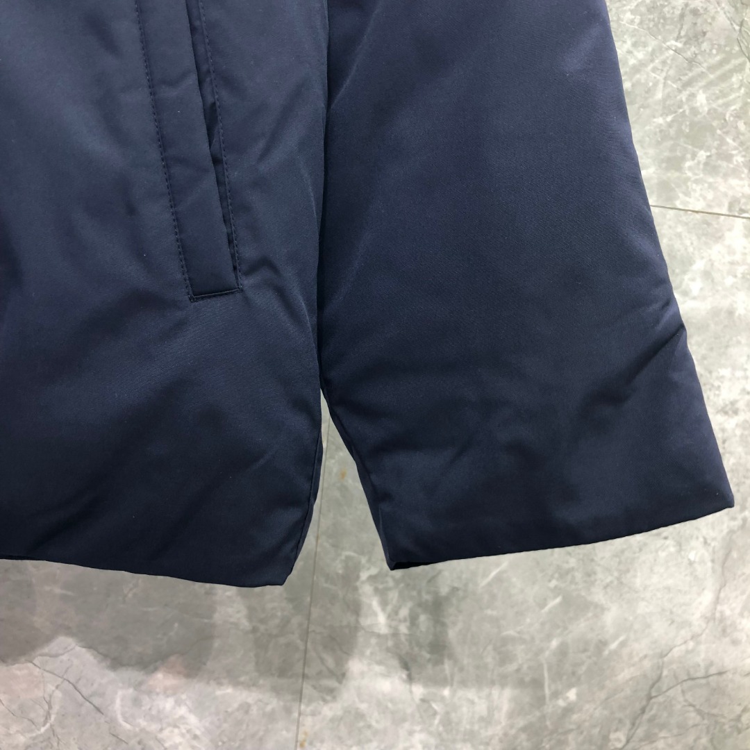 THOM BROWNE 白色四条杠连帽拉链羽绒服 派克服 外套 夹克 长袖 灰色 海军蓝 MOD072X-07259-415