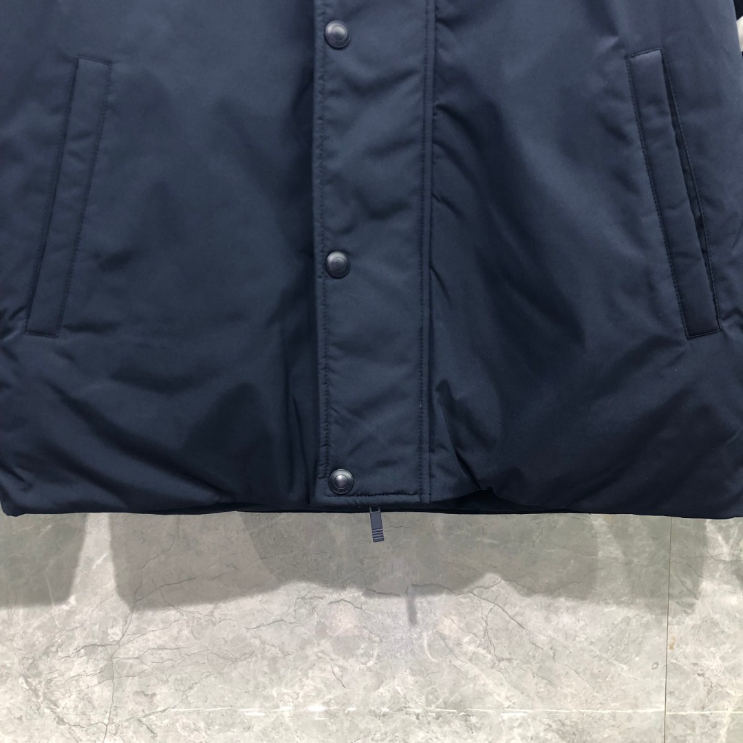 THOM BROWNE 白色四条杠连帽拉链羽绒服 派克服 外套 夹克 长袖 灰色 海军蓝 MOD072X-07259-415