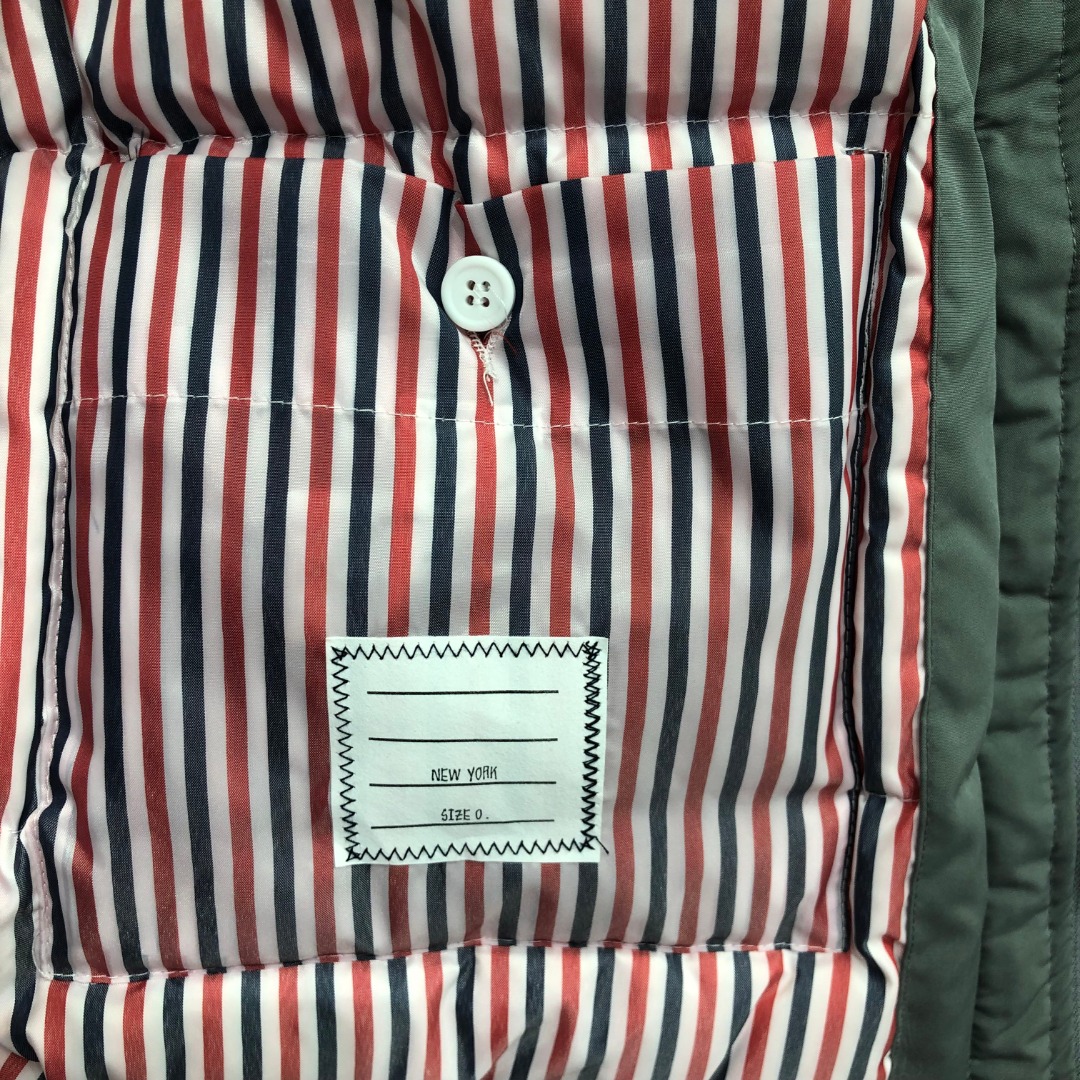 THOM BROWNE 白色四条杠连帽拉链羽绒服 派克服 外套 夹克 长袖 灰色 海军蓝 MOD072X-07259-415