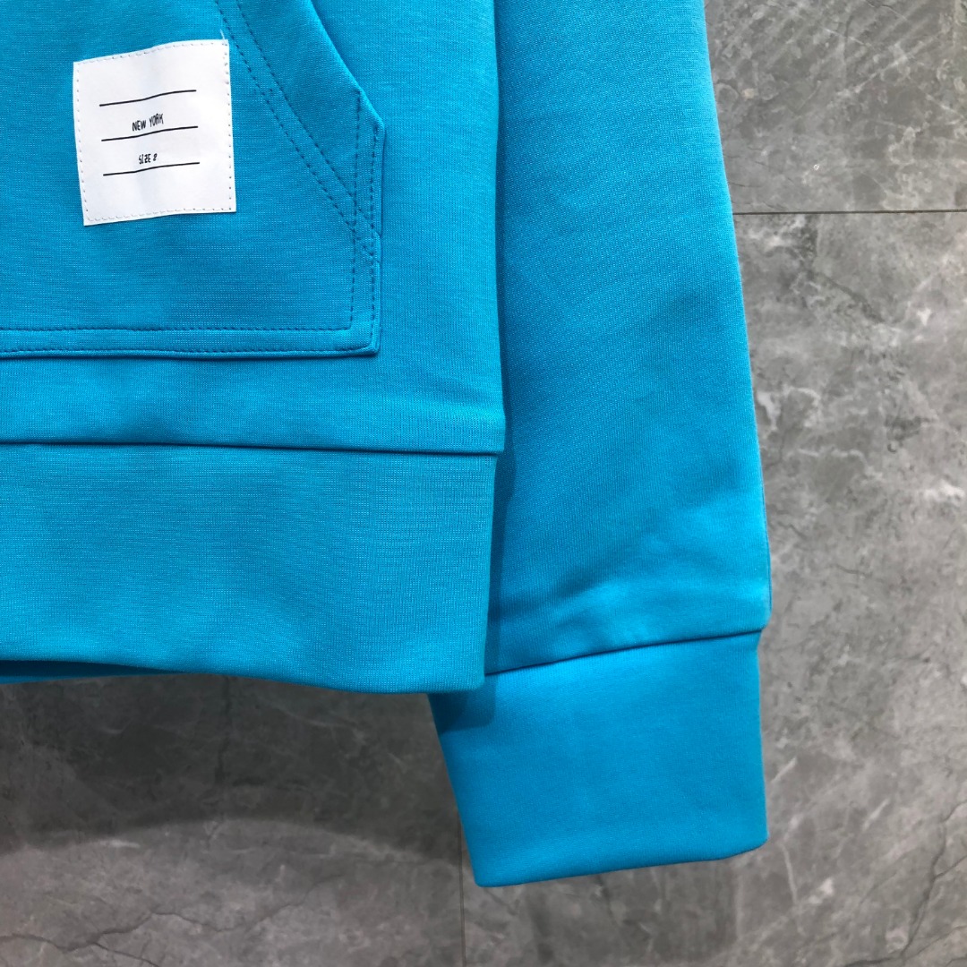 THOM BROWNE 白色四杠小狗印花拉链连帽卫衣 开衫 外套 长袖 天蓝色 灰色 杏色 卡其色 黄色 湖水蓝 军绿色 深蓝色