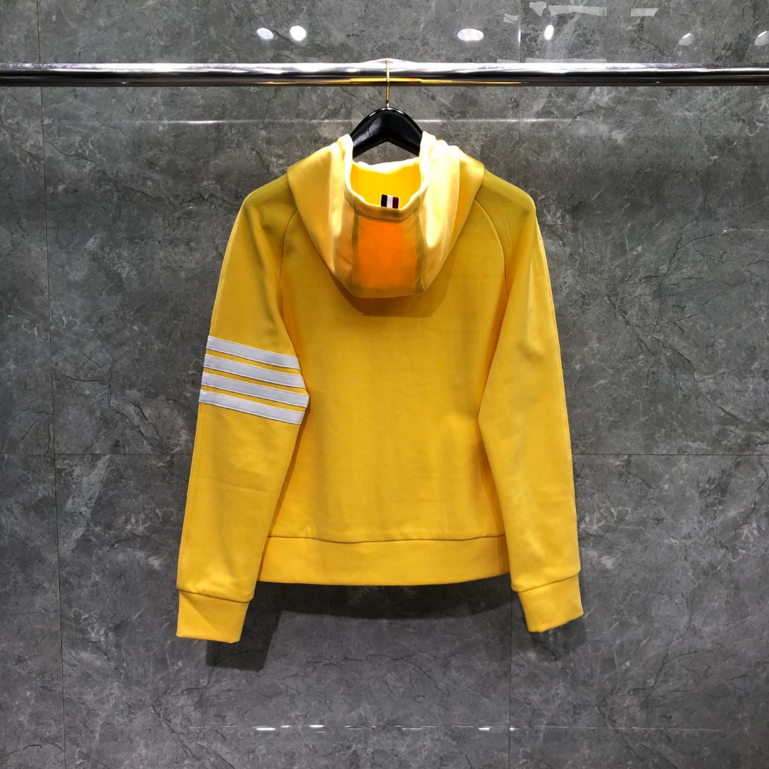 THOM BROWNE 白色四杠小狗印花拉链连帽卫衣 开衫 外套 长袖 天蓝色 灰色 杏色 卡其色 黄色 湖水蓝 军绿色 深蓝色