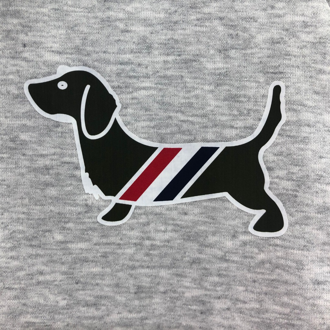 THOM BROWNE 白色四杠小狗印花拉链连帽卫衣 开衫 外套 长袖 天蓝色 灰色 杏色 卡其色 黄色 湖水蓝 军绿色 深蓝色