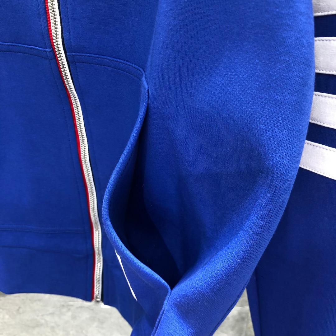 THOM BROWNE 白色四杠小狗印花拉链连帽卫衣 开衫 外套 长袖 天蓝色 灰色 杏色 卡其色 黄色 湖水蓝 军绿色 深蓝色