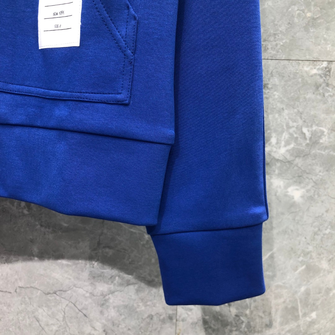 THOM BROWNE 白色四杠小狗印花拉链连帽卫衣 开衫 外套 长袖 天蓝色 灰色 杏色 卡其色 黄色 湖水蓝 军绿色 深蓝色