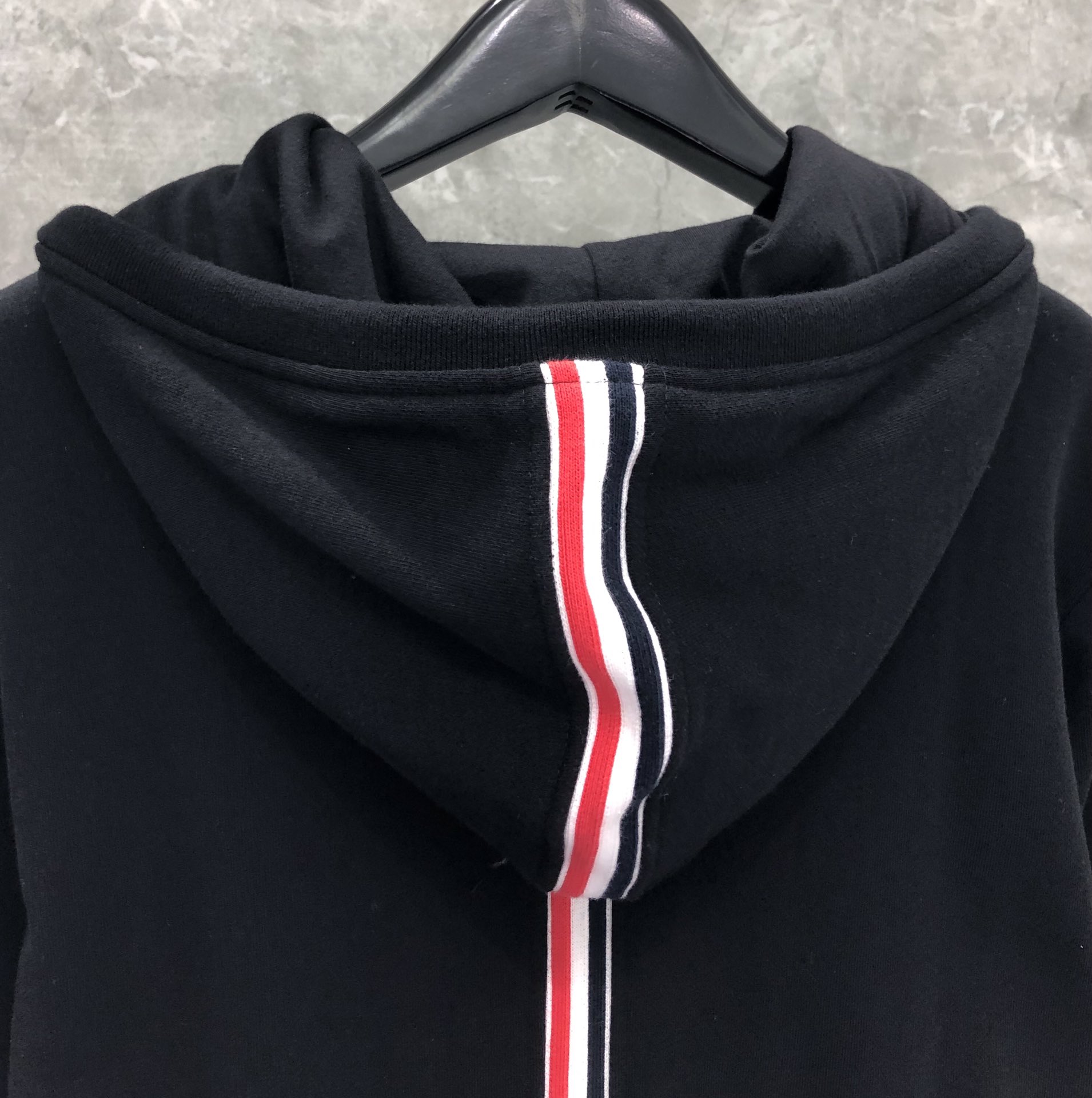 THOM BROWNE 后织带拉链连帽卫衣 长袖 灰色 藏青色 黑色