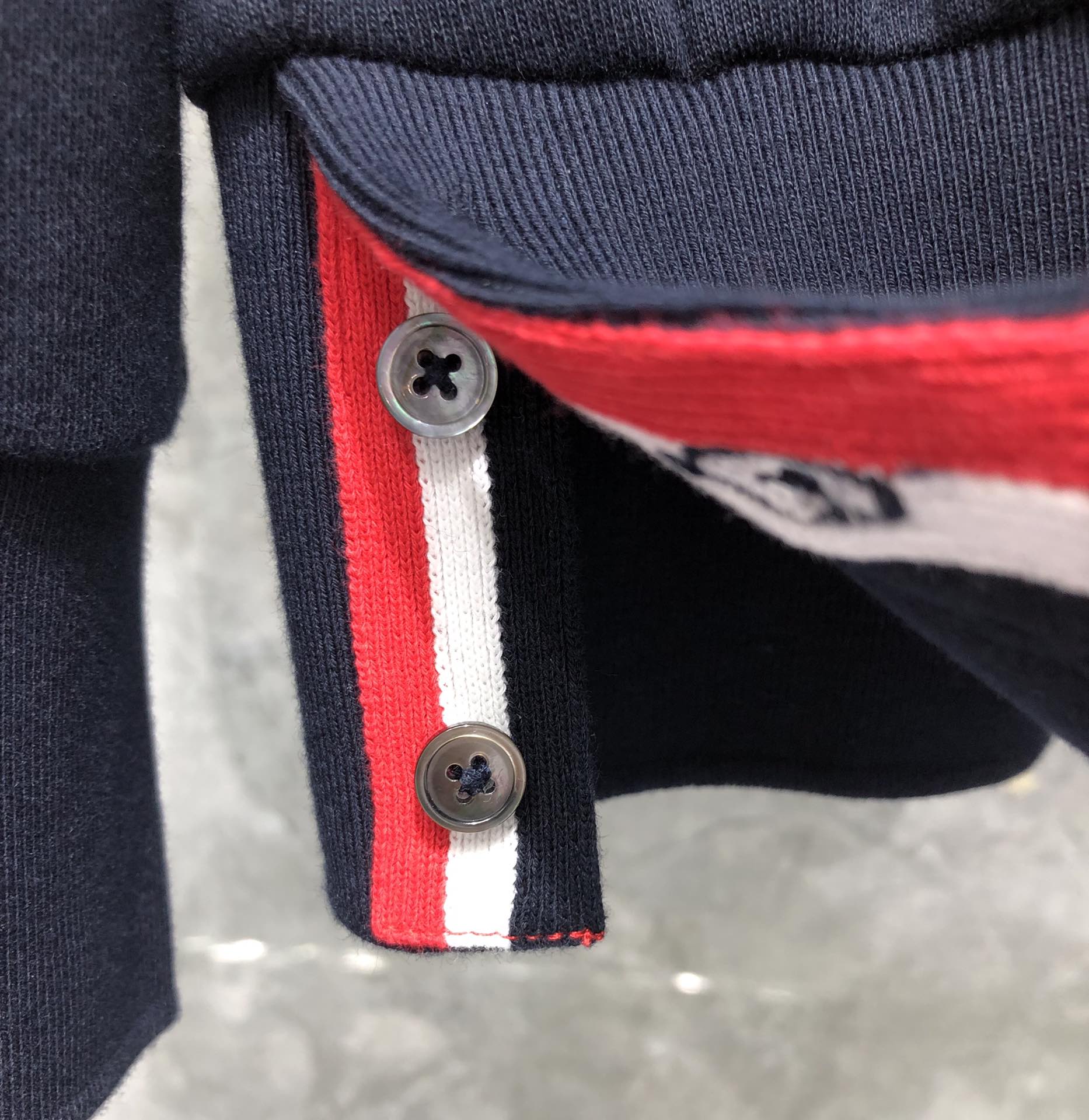 THOM BROWNE 后织带拉链连帽卫衣 长袖 灰色 藏青色 黑色