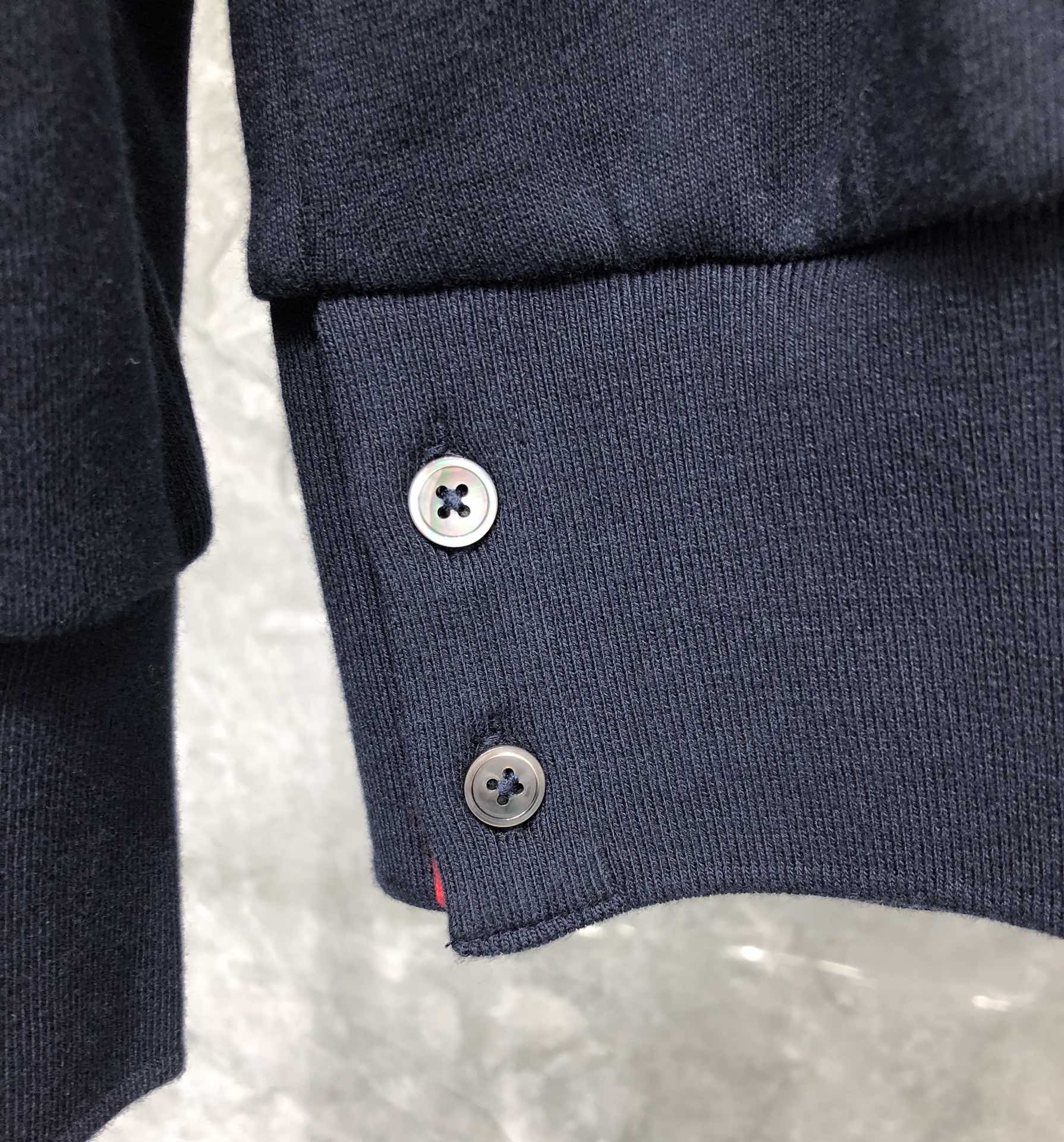 THOM BROWNE 后织带拉链连帽卫衣 长袖 灰色 藏青色 黑色