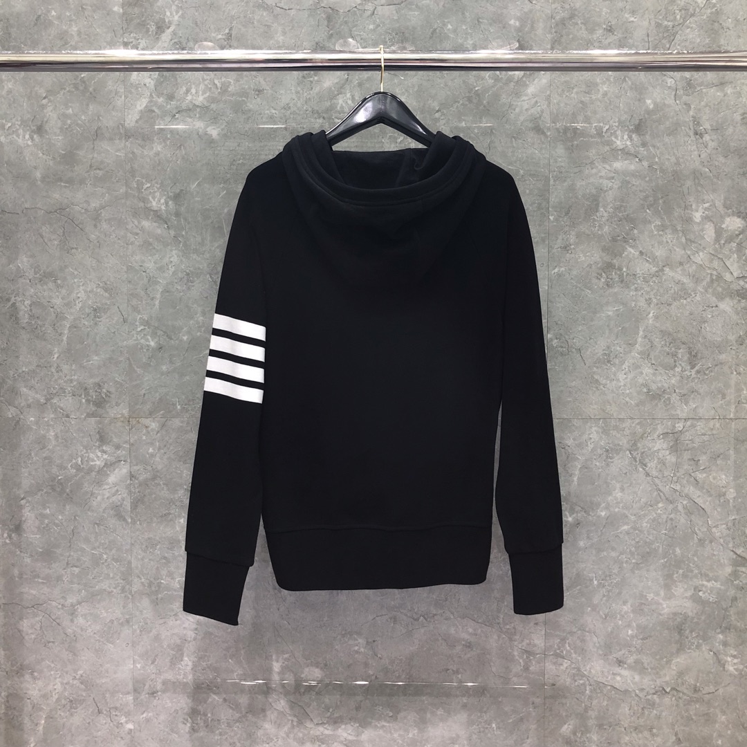 THOM BROWNE 经典四杠拉链连帽卫衣 长袖 藏青色 灰色 深灰色