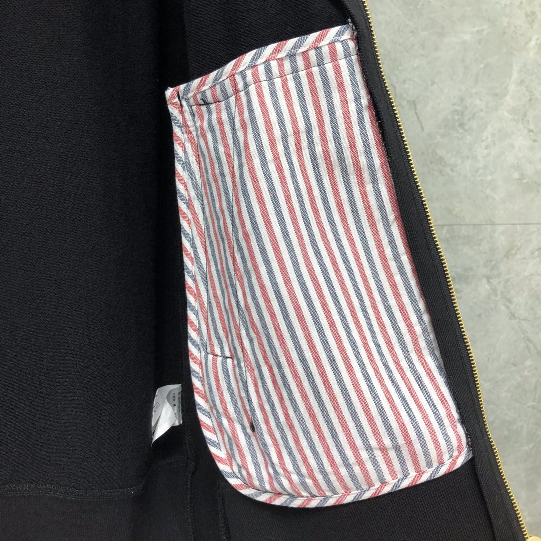 THOM BROWNE 经典四杠拉链连帽卫衣 长袖 藏青色 灰色 深灰色