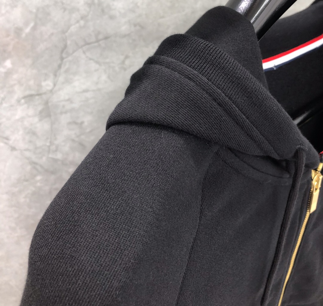 THOM BROWNE 经典四杠拉链连帽卫衣 长袖 藏青色 灰色 深灰色